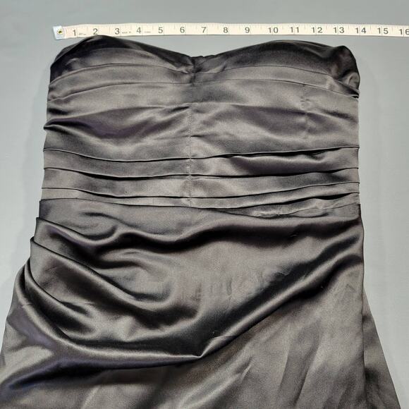 Express Black Dress Strapless Formal Midi Pleats Aline Lined Padded Women Size 2 - Picture 7 of 16